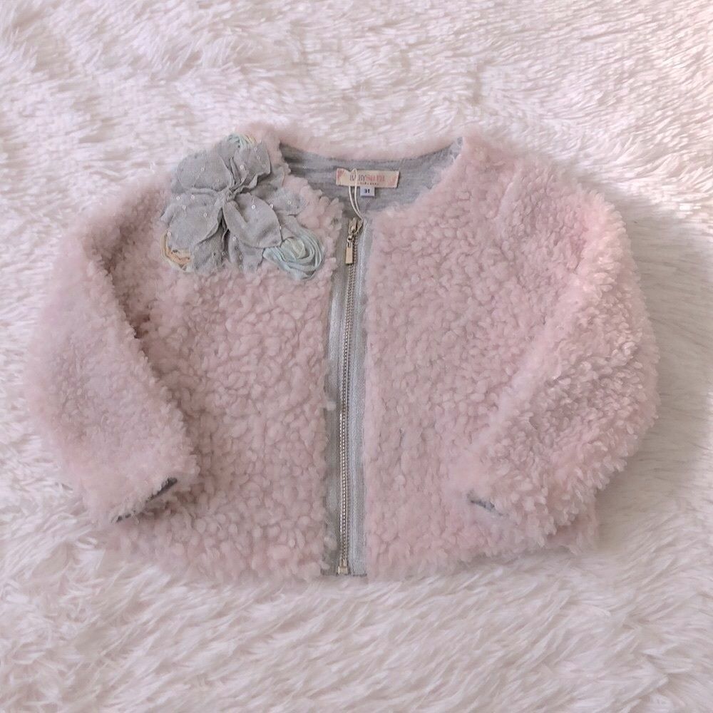 Baby Sara Faux Shearling Embellished Jacket, Size 3T NWT
